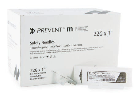 McKesson McKesson Prevent M Hypodermic Needle Sliding Safety Needle 22 Gauge 1 Inch - 26554