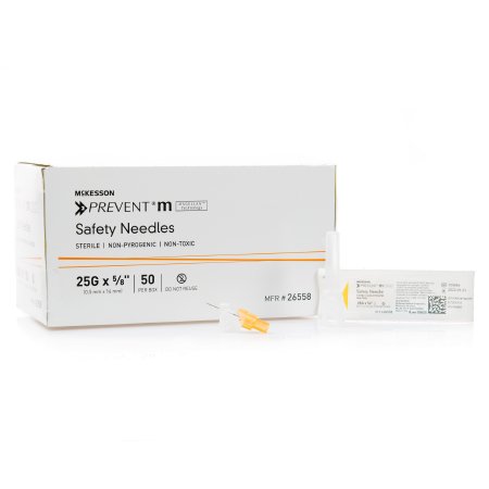 McKesson McKesson Prevent M Hypodermic Needle Sliding Safety Needle 25 Gauge 5/8 Inch - 26558