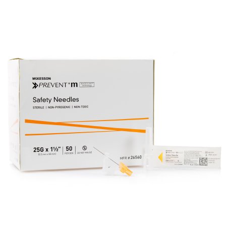 McKesson McKesson Prevent M Hypodermic Needle Sliding Safety Needle 25 Gauge 1-1/2 Inch - 26560