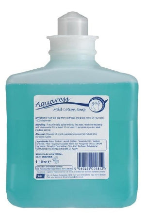 Deb Aquaress© Blue Shampoo and Body Wash 1 Liter Dispenser Refill Bottle Clean Scent - 74127