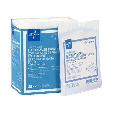 Bulkee - Fluff Dressing Cotton 12-Ply 4 X 4 Inch Square Sterile - Medline - NON25844