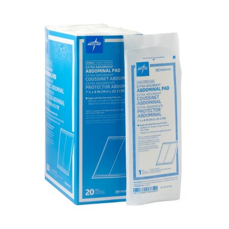 Medline - Abdominal Pad Nonwoven Cellulose 7-1/2 X 8 Inch Rectangle Sterile - NON21453
