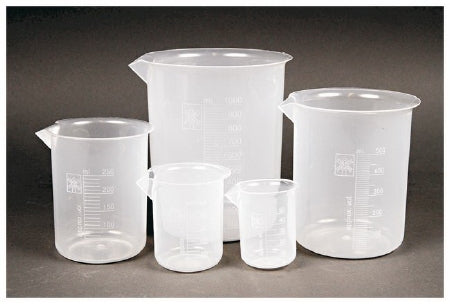 Fisher Scientific Beaker Set Polypropylene 50 mL, 100 mL, 250 mL, 500 mL, 1,000 mL - S400563B