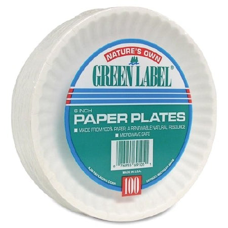 Lagasse Green Label Nature's Own Plate White Disposable Paper 6 Inch Diameter - AJMPP6GREWH