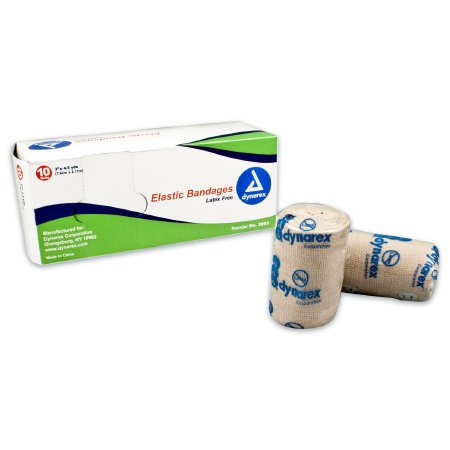 Dynarex Dynarex Elastic Bandage 3 Inch X 4-1/2 Yard Standard Compression Clip Detached Closure Tan NonSterile - 3663
