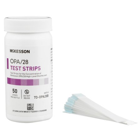 McKesson OPA/28 - OPA Concentration Indicator Pad 50 Test Strips Bottle Single Use - 73-OPA28B