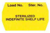 SPS Medical Supply - Pre-Printed Label Advisory Label Yellow Paper LOAD NO. Ster No./STERILIZED/INDEFINITE SHELF LIFE Black Sterilization Label - SRL-012-Y