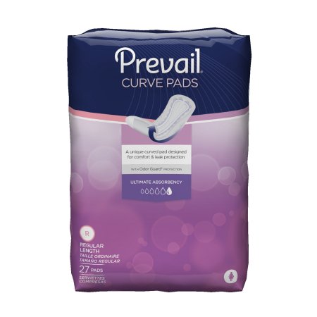 First Quality Prevail Curve Bladder Control Pad 14 Inch Length Light Absorbency Polymer One Size Fits Most Female Disposable - PBC-923