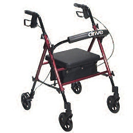 Drive Medical Drive 4 Wheel Rollator drive Red Adjustable Height Aluminum Frame - RTL10261RD