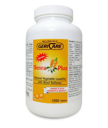 McKesson Senna Plus Stool Softener Tablet 1,000 per Bottle 50 mg - 8.6 mg Strength Docusate Sodium / Sennosides - 455-01-GCP