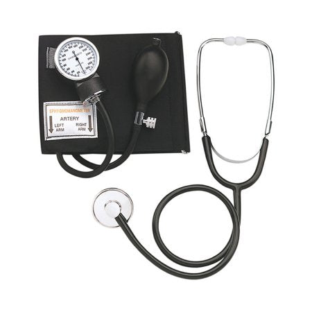 HealthSmart - Aneroid Sphygmomanometer Combo Kit Pocket Style Hand Held Size Large Nylon Cuff 22 Inch Stethoscope Tube Classic Stethoscope - 04-176-026
