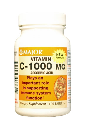 Major Pharmaceuticals Major Vitamin C Supplement Ascorbic Acid 1000 mg Strength Tablet 100 per Bottle - 904501360