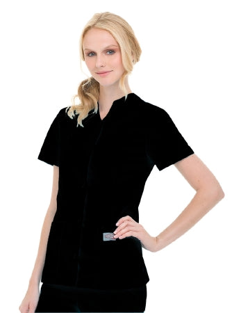 Landau Uniforms Scrub Shirt Medium Black 2 Pockets Short Set-In Sleeves Female - 70223BLACKMED
