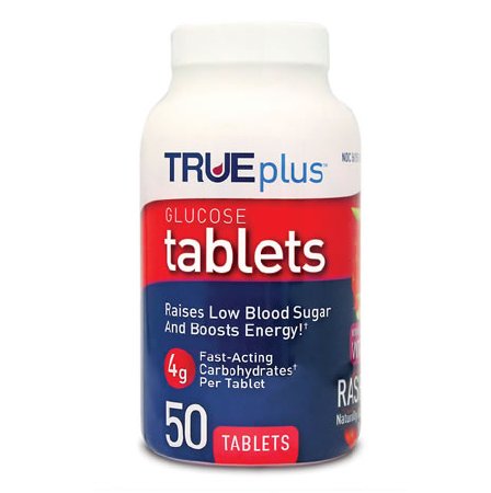 Nipro Diagnostics TRUEplus Glucose Supplement 50 per Bottle Chewable Tablet Raspberry Flavor - P1H01RS-50