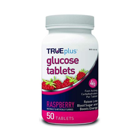 TRUEplus - Glucose Supplement 50 per Bottle Chewable Tablet Raspberry Flavor - P1H01RS-50