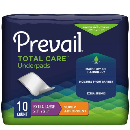 Prevail Total Care - Underpad 30 X 30 Inch Disposable Polymer Heavy Absorbency - UPS-120