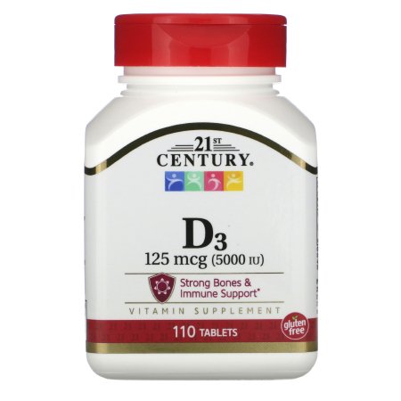 21st Century - Vitamin Supplement Vitamin D / Calcium 5000 IU Strength Tablet 110 per Bottle - 74098527288