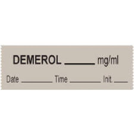 Precision Dynamics Pre-Printed Label Anesthesia Label DEMEROL_____mg/ml/Date___Time___Init.___ Gray 1/2 X 500 Inch - 59709326