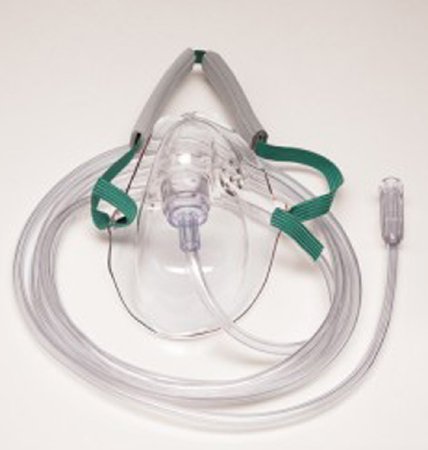 Salter Labs - Oxygen Mask Elongated Style Adult One Size Fits Most Adjustable Head Strap / Nose Clip - 8010-0-50