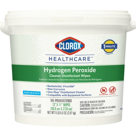 Clorox Healthcare - Surface Disinfectant Cleaner Premoistened Peroxide Based Manual Pull Wipe 185 Count Pail Unscented NonSterile - 30826