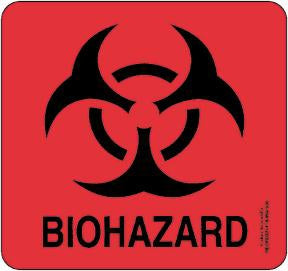 Fisherbrand - Pre-Printed Label Warning Label Flourescent Red Paper Biohazard / Symbol Black Biohazard 7-3/5 X 7-3/5 Inch - 18999936