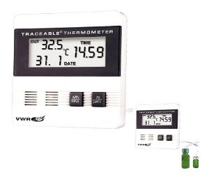 Fisherbrand Traceable - Digital Refrigerator / Freezer Thermometer Fahrenheit / Celsius -40° to 176°F (-40° to 80°C) Bottle Probe Flip-out Stand / Wall Mount Battery Operated - 21800-076