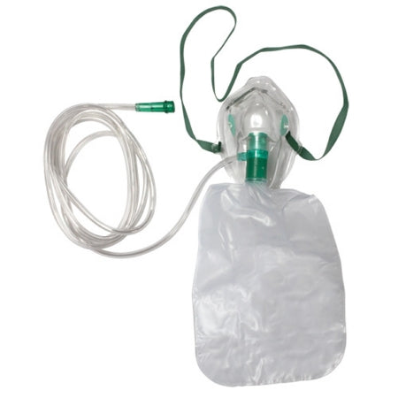 Sunset Healthcare NonRebreather Oxygen Mask Elongated Style Pediatric User One Size Fits Most Adjustable Nose Clip / Elastic Strap - RES2202