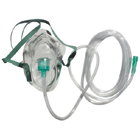 Sunset Healthcare Oxygen Mask Elongated Style Adult User One Size Fits Most Adjustable Nose Clip / Elastic Strap - RES2100