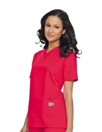 Landau Uniforms Scrub Shirt X-Large Red 3 Pockets Short Set-In Sleeves Female - 70221REDXL