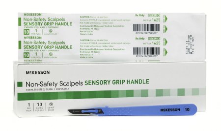 McKesson McKesson Scalpel Size 10 Stainless Steel / Plastic Sensory Grip Handle Sterile Disposable - 1625