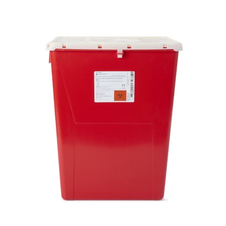 McKesson Prevent - Sharps Container 20-4/5 H X 17-3/10 W X 13 L Inch 12 Gallon Red Base / White Lid Vertical Entry Rotating Lid - 2267