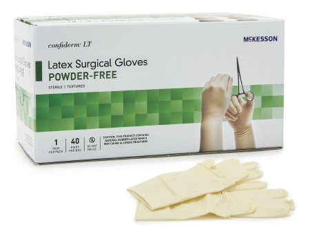 McKesson McKesson Confiderm LT Surgical Glove Size 7 Sterile Latex Standard Cuff Length Bisque Ivory Not Chemo Approved - 3157VA