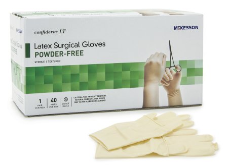 McKesson McKesson Confiderm LT Surgical Glove Size 7.5 Sterile Latex Standard Cuff Length Bisque Ivory Not Chemo Approved - 3158VA