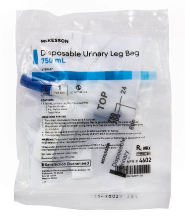 McKesson McKesson Urinary Leg Bag Anti-Reflux Valve 750 mL Vinyl - 4602