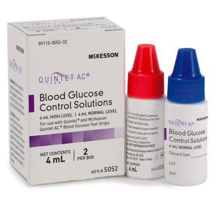 McKesson McKesson Quintet AC Glucose Control Solution Blood Glucose Testing (2) 4 mL Vials Normal / High - 5052