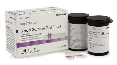 McKesson Quintet AC Blood Glucose Test Strips 50 Test Strips Per Box - 5059