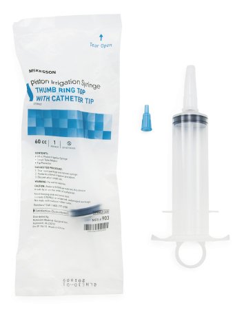 McKesson McKesson Irrigation Syringe 60 mL Pole Bag Catheter Tip Without Safety - 903