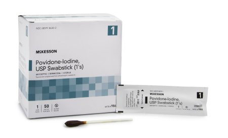 McKesson McKesson Impregnated Swabstick 1 Pack Individual Packet 10% Povidone-Iodine - 986