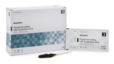 McKesson McKesson Impregnated Swabstick 3 Pack Individual Packet 10% Povidone-Iodine - 987