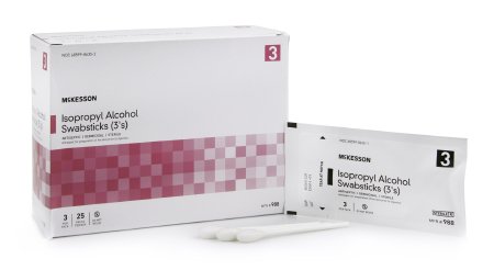 McKesson McKesson Impregnated Swabstick 3 Pack Individual Packet 70% Isopropyl Alcohol - 988