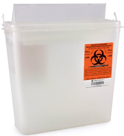 McKesson McKesson Prevent Sharps Container 2-Piece 10-3/4 H X 10-1/2 W X 4-3/4 D Inch 5 Quart Clear Horizontal Entry Lid - 2261