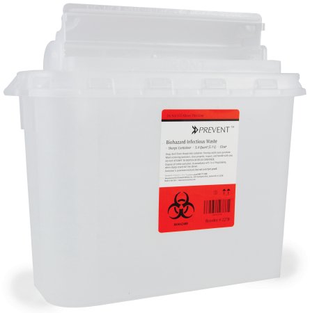McKesson McKesson Prevent Sharps Container 2-Piece 11 H X 12 W X 4-3/4 D Inch 5.4 Quart Clear Horizontal Entry Lid - 2270