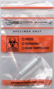 Globe Scientific - Specimen Transport Bag with Document Pouch 6 X 9 Inch Zip Closure Biohazard Symbol / Storage Instructions NonSterile - 4920