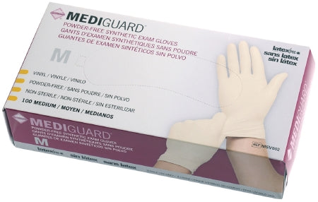 MediGuard - Exam Glove Medium NonSterile Stretch Vinyl Standard Cuff Length Smooth Beige Not Chemo Approved - Medline - MSV602