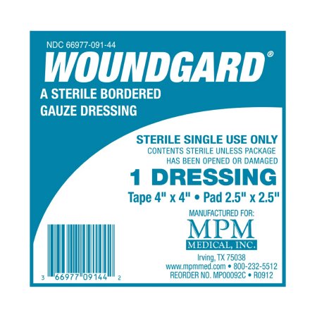 WoundGard - Adhesive Dressing 4 X 4 Inch Gauze Square White Sterile - MP00092C