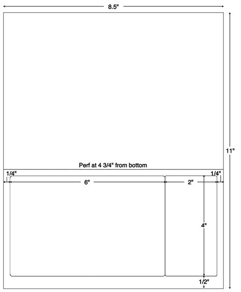 Tabbies Integrated Label Forms - 6"Wx4"H / 2"Wx4"H, 1500 per Case - 59816