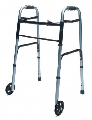Lumex Everyday - Dual Release Folding Walker Adjustable Height Aluminum Frame 300 lbs. Weight Capacity 32 to 39 Inch Height - 716270BK-1