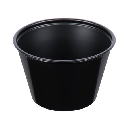 Solo - Souffle Cup 4 oz. Black Plastic Disposable - P400BLK