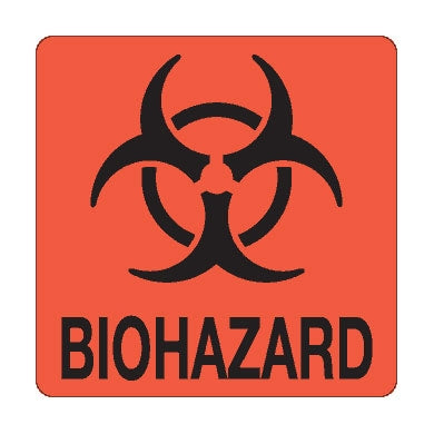 United Ad Label Pre-Printed Label Warning Label BIOHAZARD Fluorescent Red 6 X 6 Inch - ULBH051