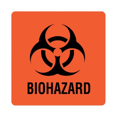 UAL - Pre-Printed Label Warning Label Fluorescent Red Paper Biohazard / Symbol Black Biohazard 6 X 6 Inch - ULBH051